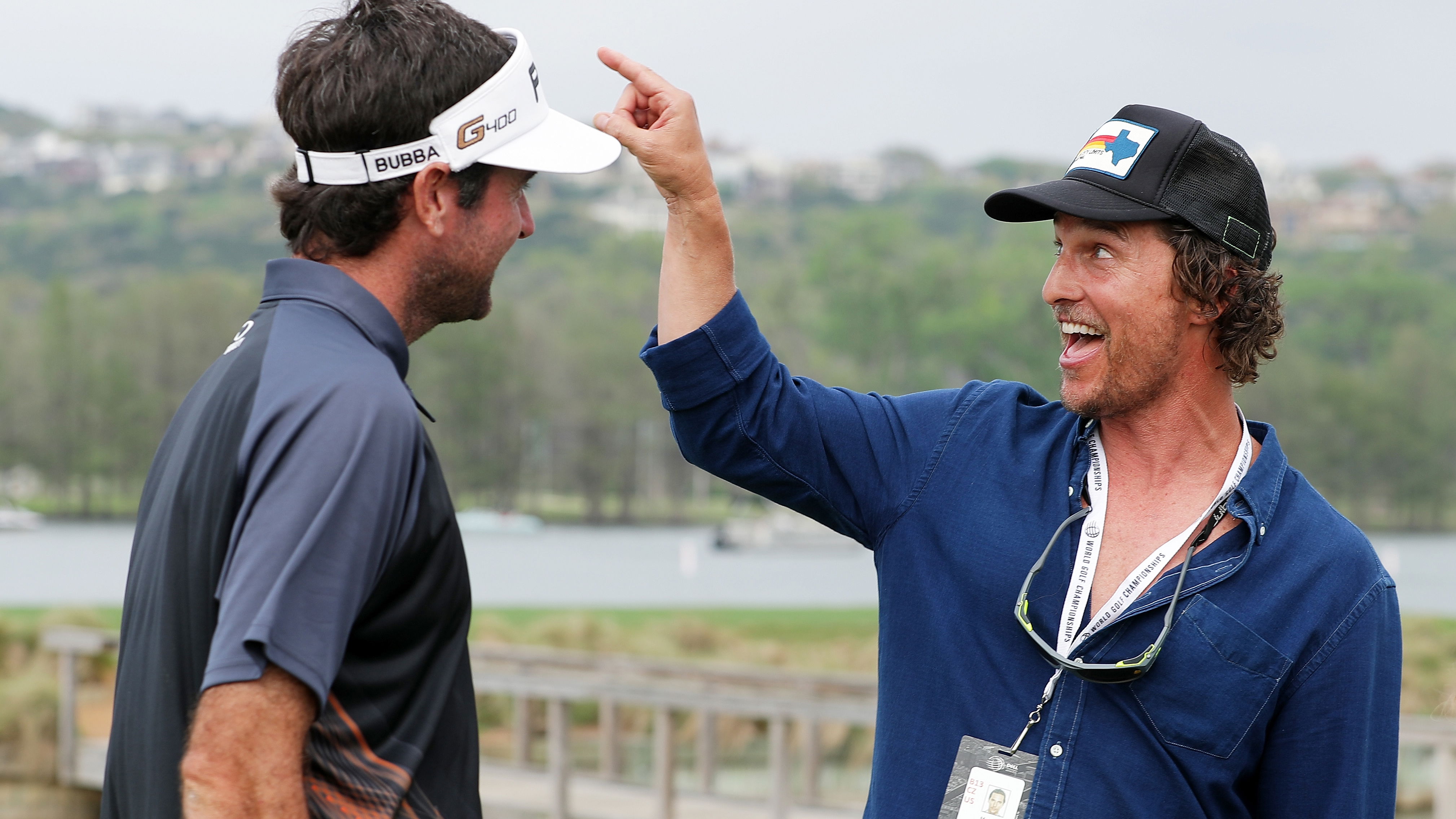 Bubba Watson greeted by Matthew McConaughey during WGC final